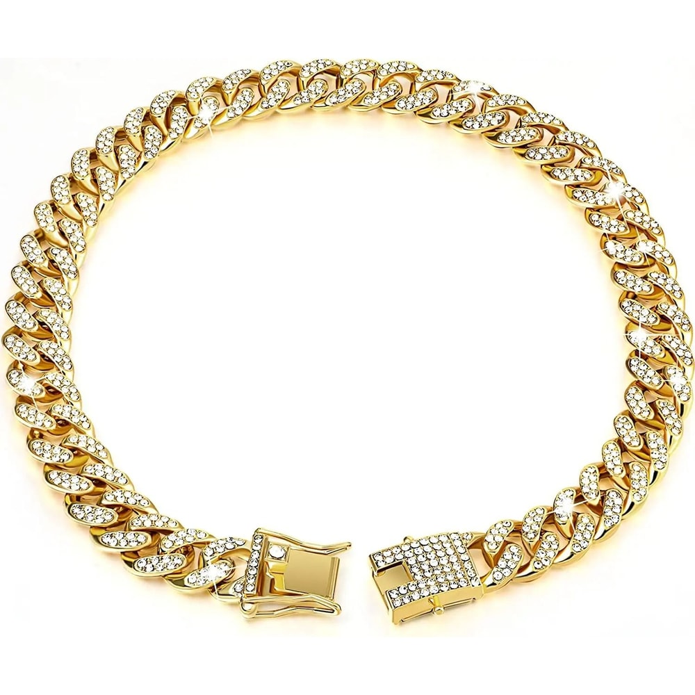 Luxury Cuban Link Rhinestone Cat Chain Necklace 8