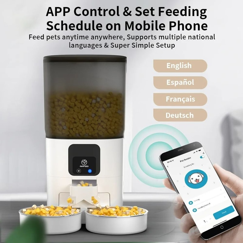 Smart 7L Automatic Pet Feeder With HD Camera Dual Stainless Steel Bowls 0