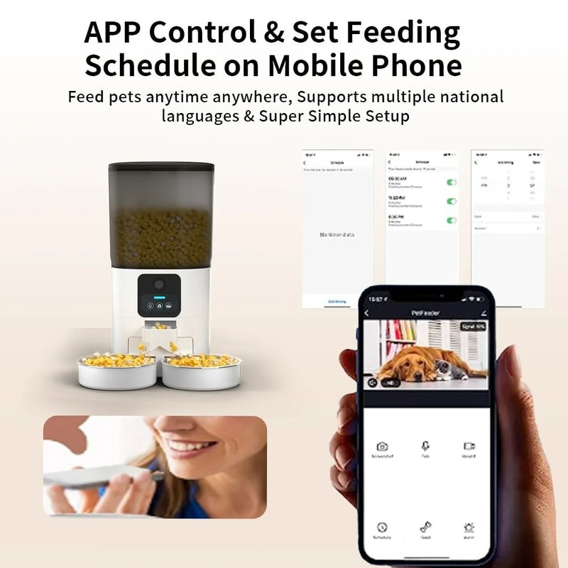Smart 7L Automatic Pet Feeder With HD Camera Dual Stainless Steel Bowls 1