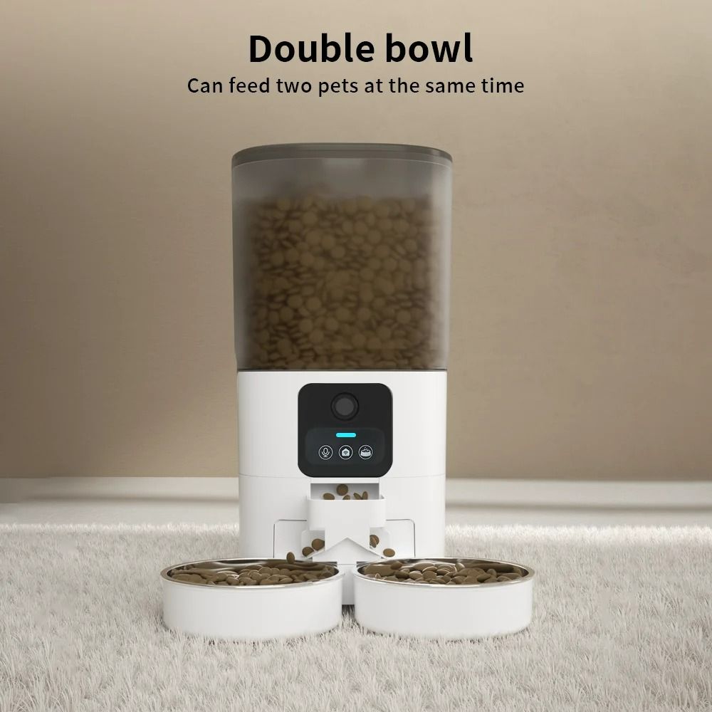 Smart 7L Automatic Pet Feeder With HD Camera Dual Stainless Steel Bowls 6