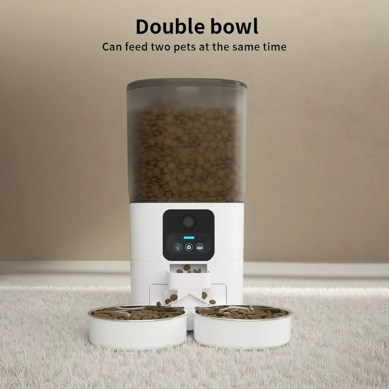 Smart 7L Automatic Pet Feeder With HD Camera Dual Stainless Steel Bowls 6