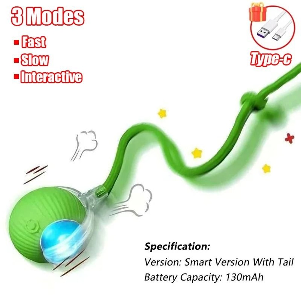 Elite Smart Automatic Rolling Interactive Ball Toy With Faux Tail 7