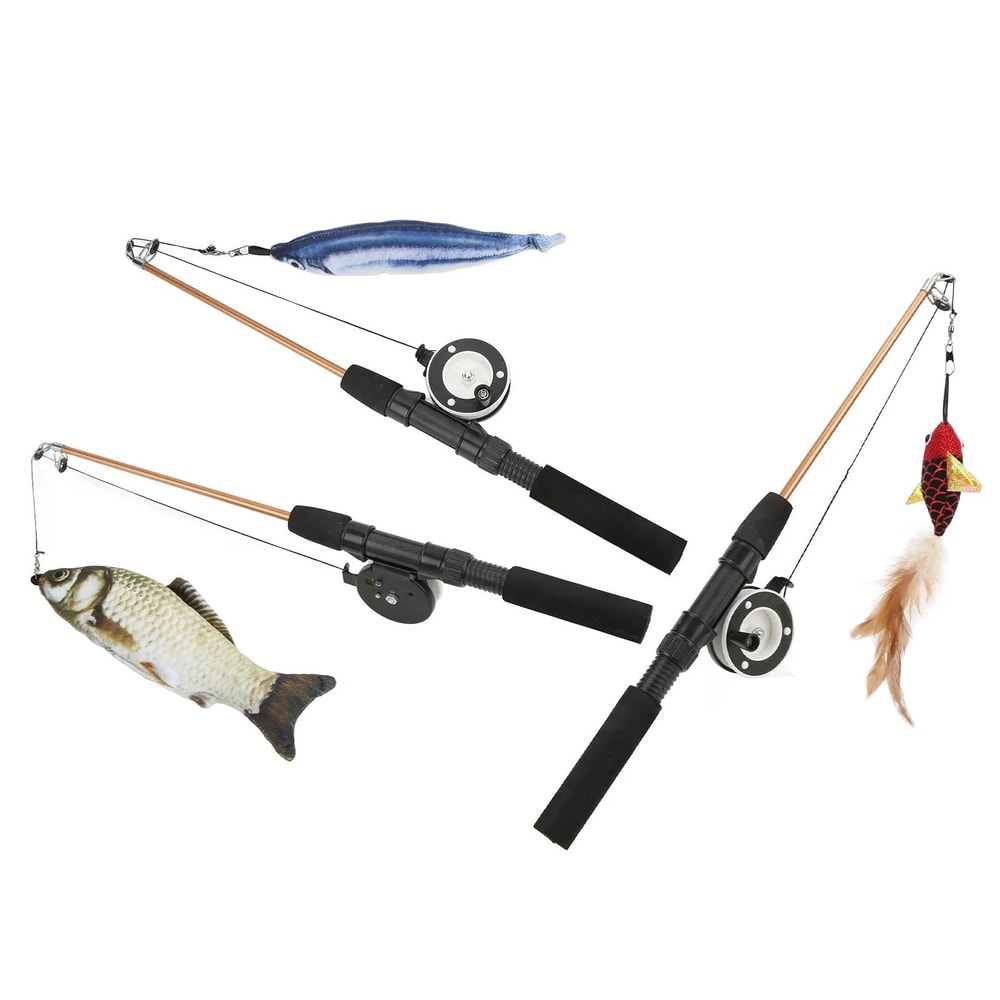 Retractable Cat Fishing Pole Toy With Reel Interactive Pulley Wand Lure 2