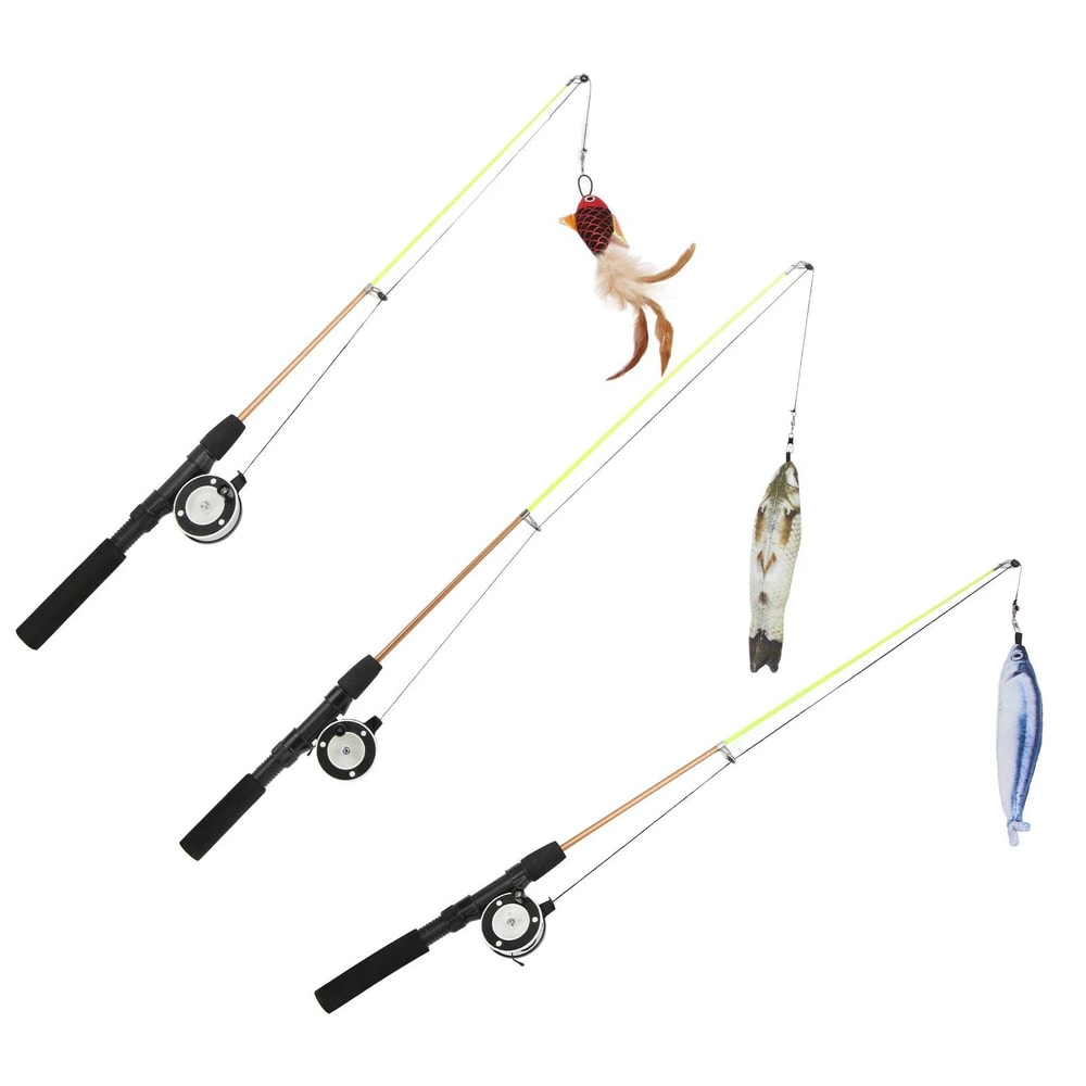 Retractable Cat Fishing Pole Toy With Reel Interactive Pulley Wand Lure 4