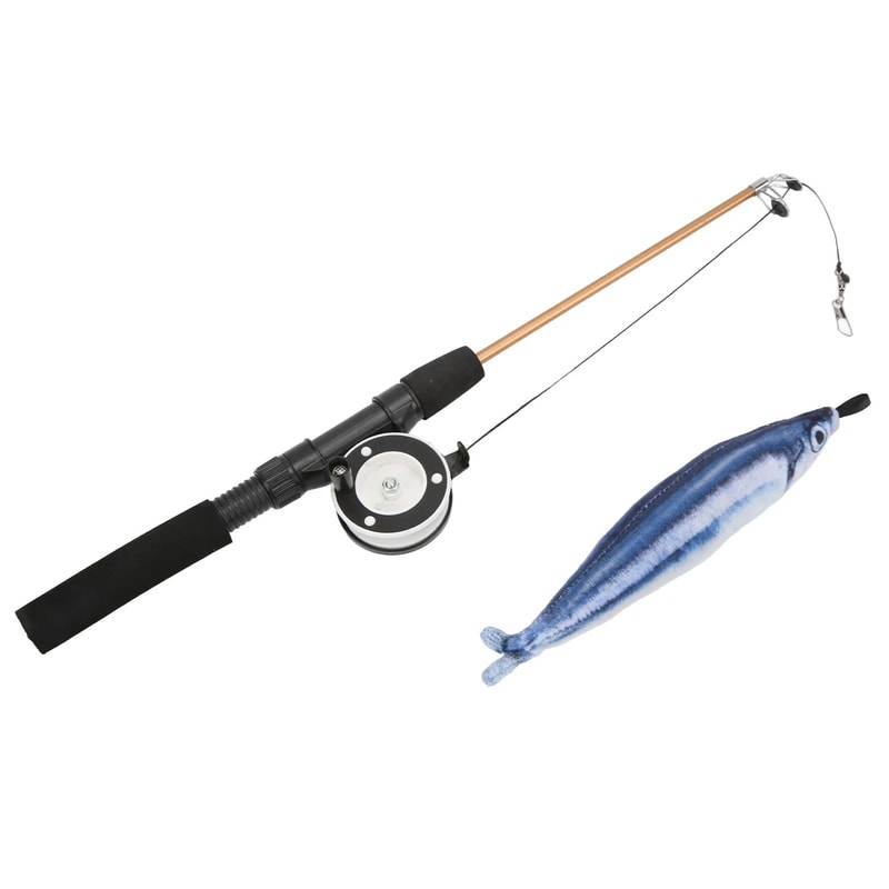 Retractable Cat Fishing Pole Toy With Reel Interactive Pulley Wand Lure 7