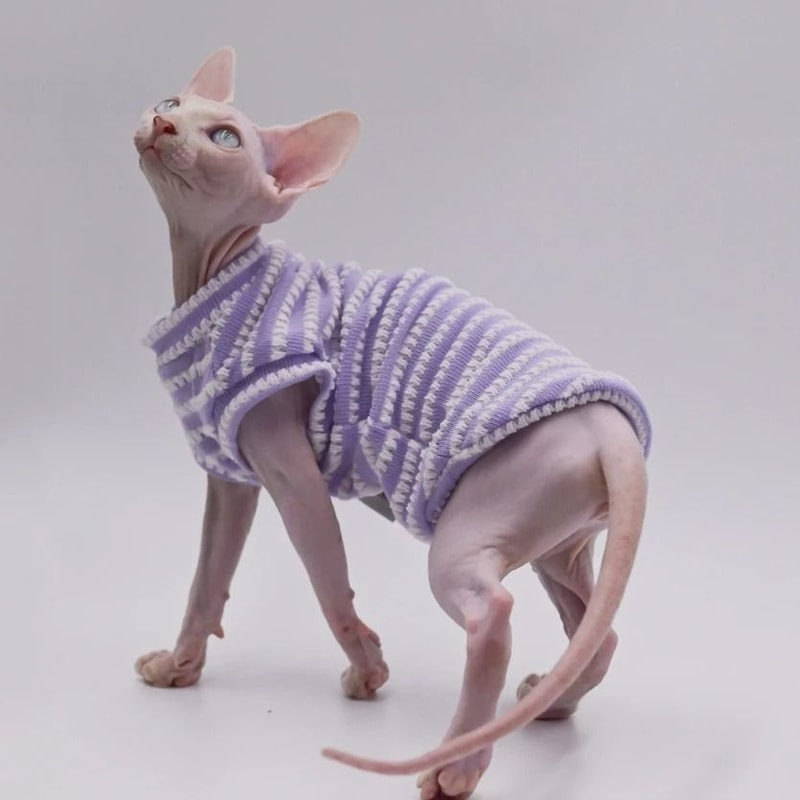 Premium Breathable Cotton Sphynx Cat Clothes SkinFriendly Hairless Cat Vest 1