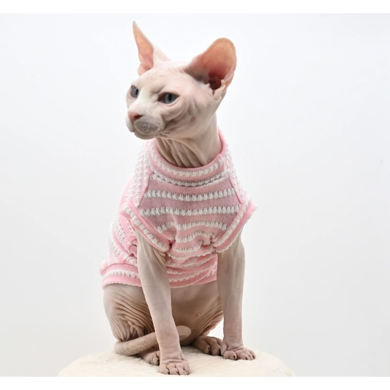 Premium Breathable Cotton Sphynx Cat Clothes SkinFriendly Hairless Cat Vest 4