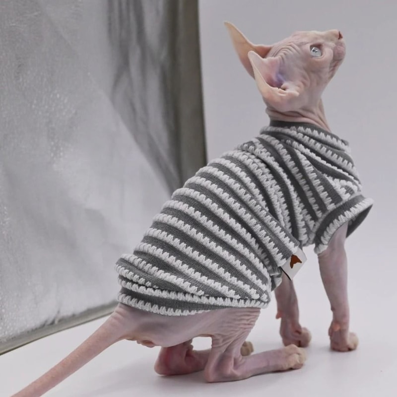 Premium Breathable Cotton Sphynx Cat Clothes SkinFriendly Hairless Cat Vest 5