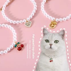 princess style pearl pendant jewelry necklace for cats and small dogs