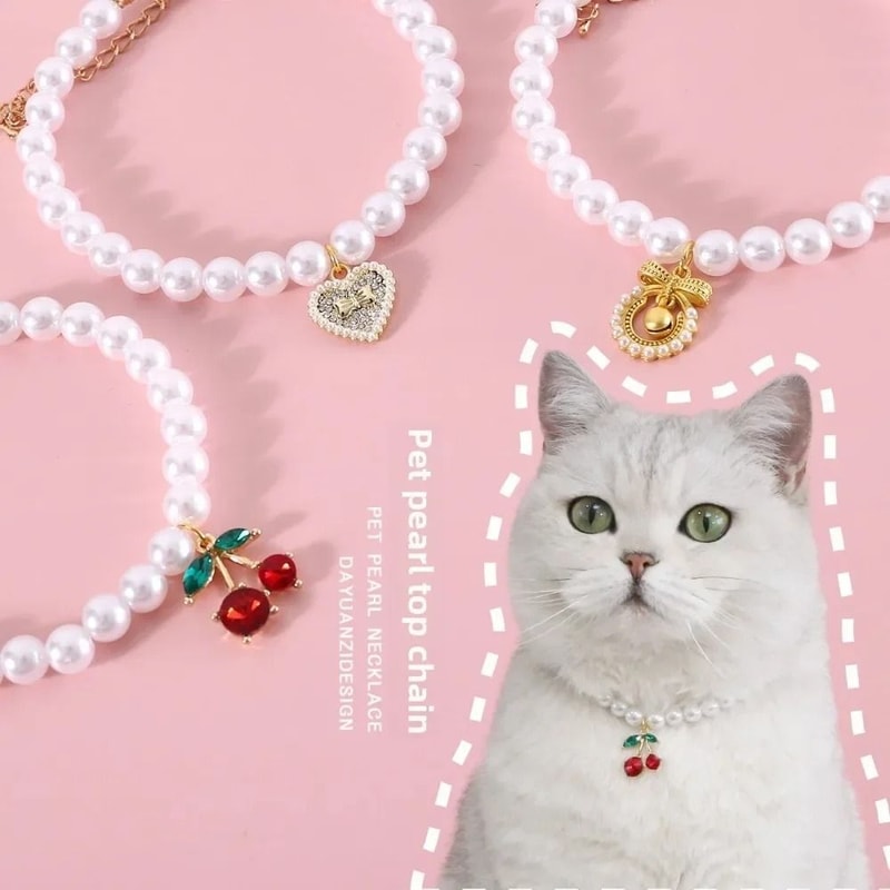 Princess Style Pearl Pendant Jewelry Necklace For Cats And Small Dogs 0