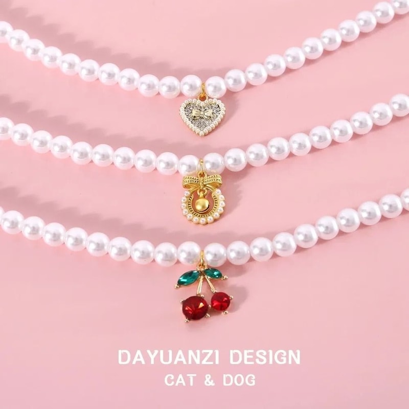 Princess Style Pearl Pendant Jewelry Necklace For Cats And Small Dogs 2