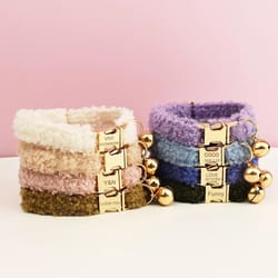 personalized teddy cat collar with engraved nameplate and bow tie
