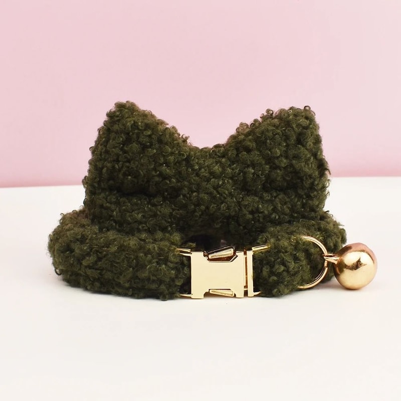 Personalized Teddy Cat Collar With Engraved Nameplate And Bow Tie 9