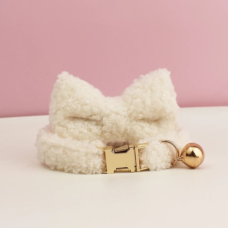 Personalized Teddy Cat Collar With Engraved Nameplate And Bow Tie 20