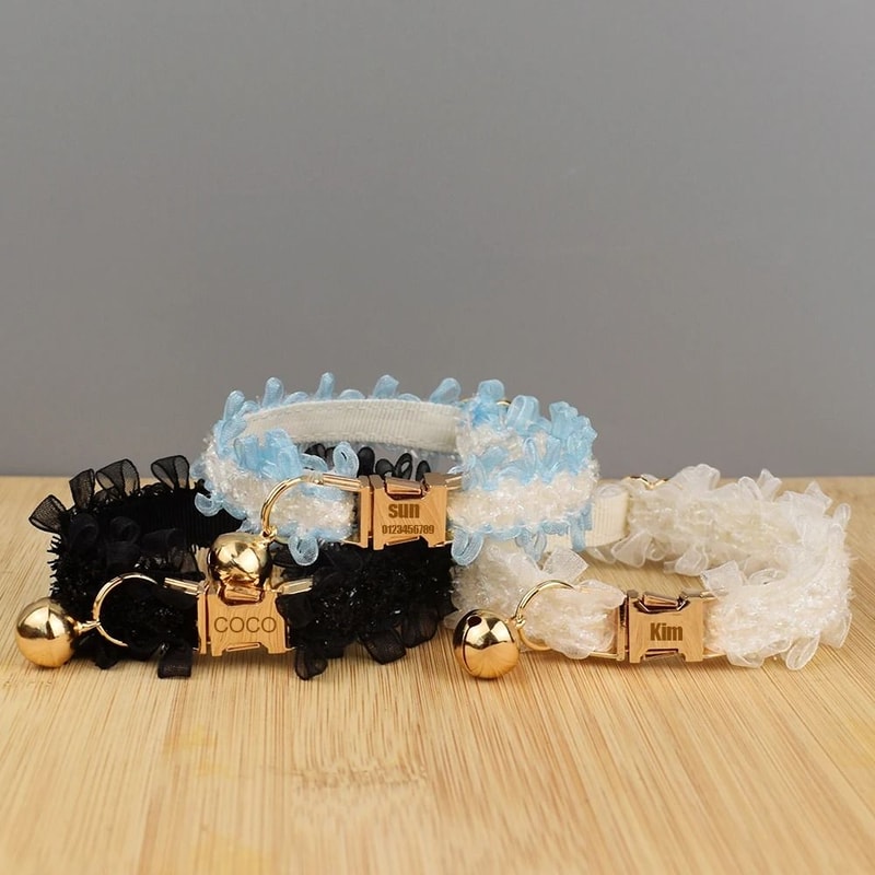 Personalized Lace Safety Pet Collar And Leash Set 0