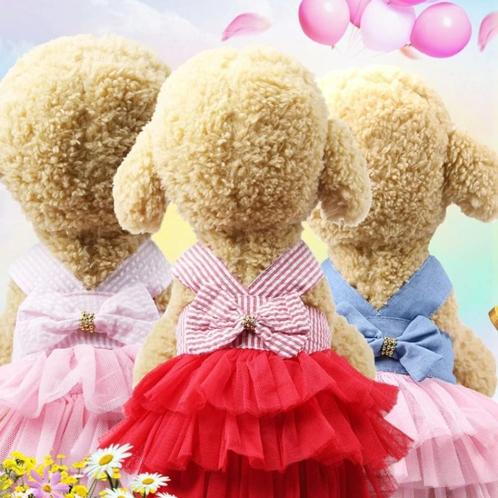 Striped Mesh Pet Princess Dress 2