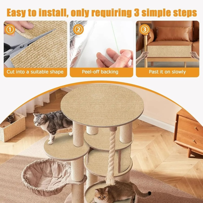 Trimmable SelfAdhesive Cat Scratching Carpet 2
