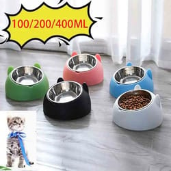 15-degree tilted stainless steel cat bowl