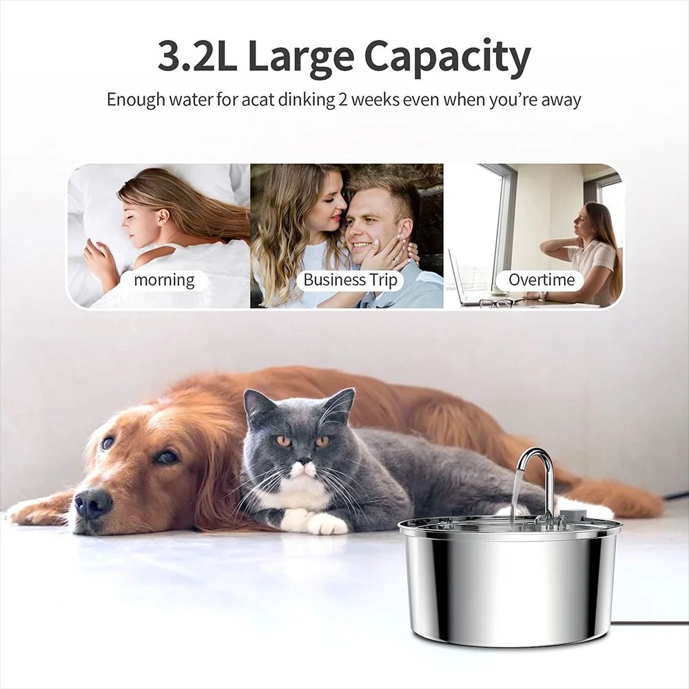 Stainless Steel Automatic Mute Pet Fountain 6