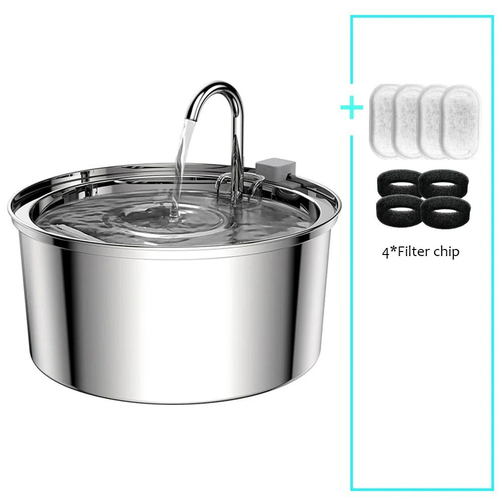 Stainless Steel Automatic Mute Pet Fountain 8