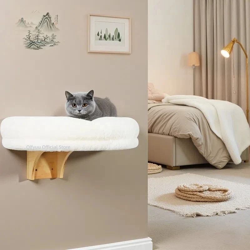 WallMounted Wooden Cat Space Capsule Bed 3