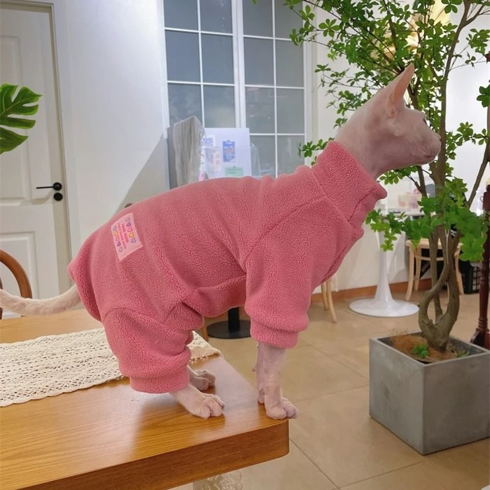 4Legged Warm Fleece Loungewear Jumpsuit For Cats 2