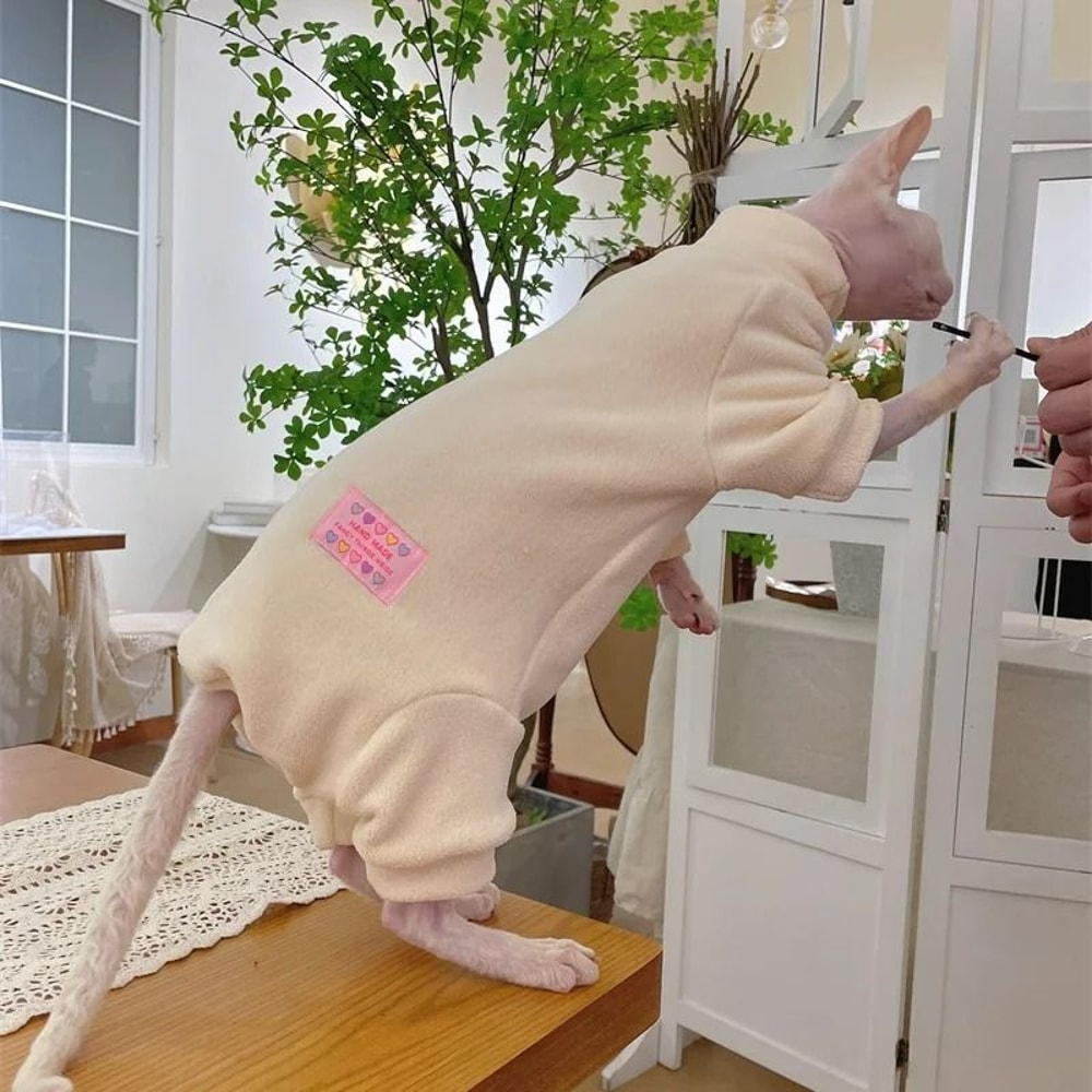 4Legged Warm Fleece Loungewear Jumpsuit For Cats 3