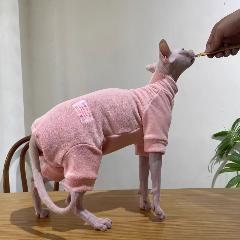 4Legged Warm Fleece Loungewear Jumpsuit For Cats 12