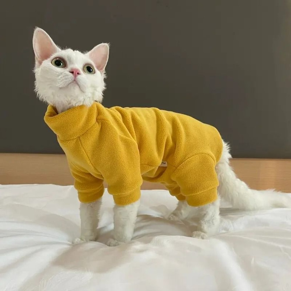 4Legged Warm Fleece Loungewear Jumpsuit For Cats 13