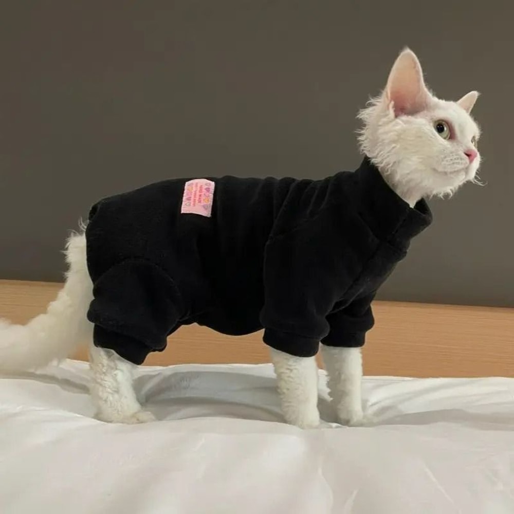 4Legged Warm Fleece Loungewear Jumpsuit For Cats 16