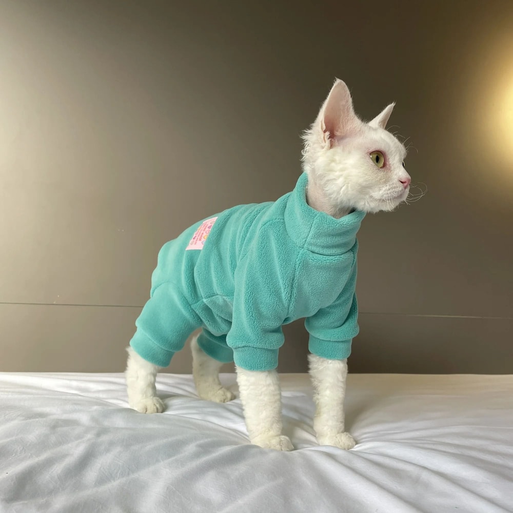 4Legged Warm Fleece Loungewear Jumpsuit For Cats 17