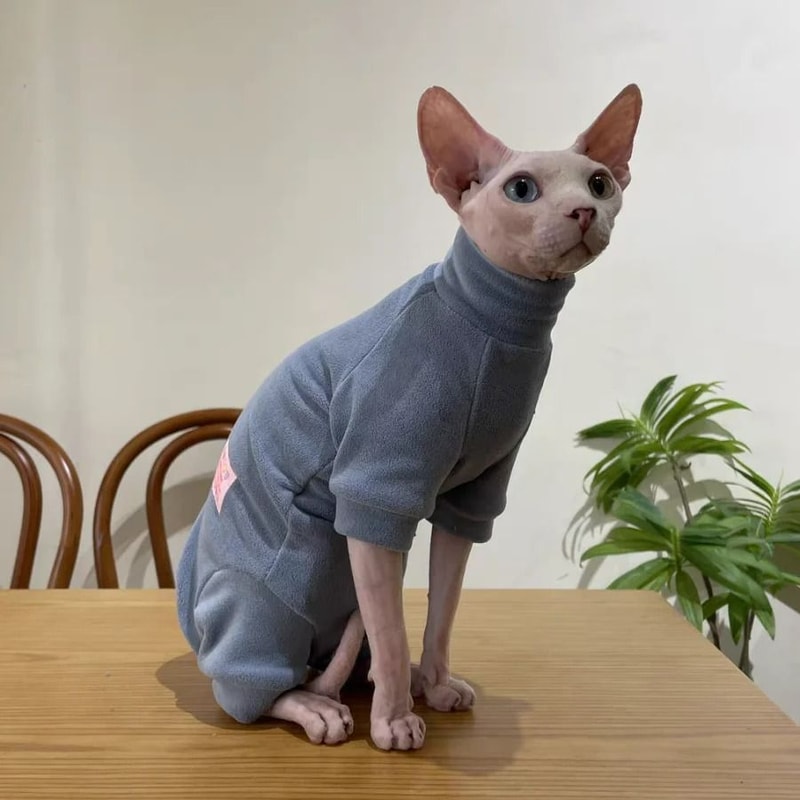 4Legged Warm Fleece Loungewear Jumpsuit For Cats 19