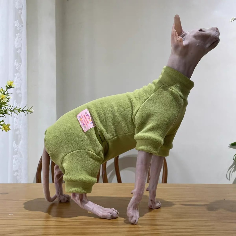 4Legged Warm Fleece Loungewear Jumpsuit For Cats 8