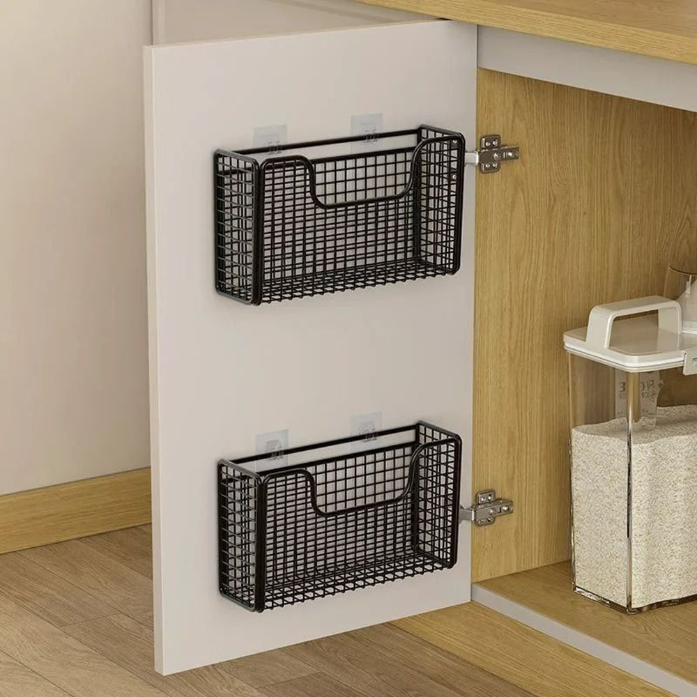 WallMounted PunchFree Cabinet Door Storage Rack 0