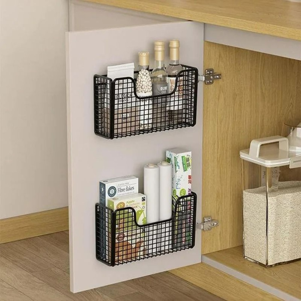 WallMounted PunchFree Cabinet Door Storage Rack 2