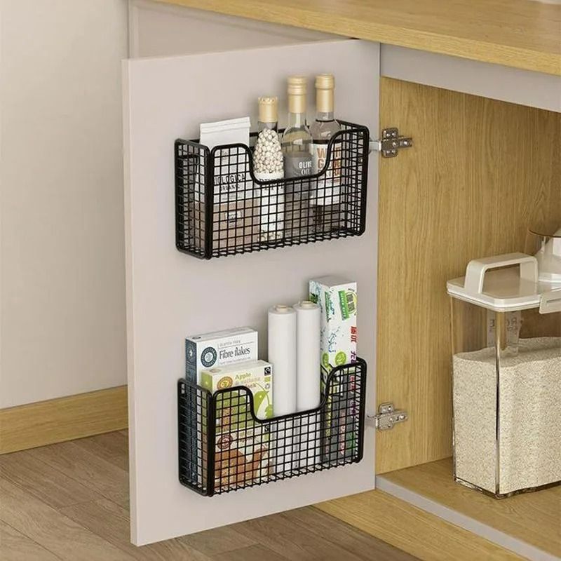 WallMounted PunchFree Cabinet Door Storage Rack 2
