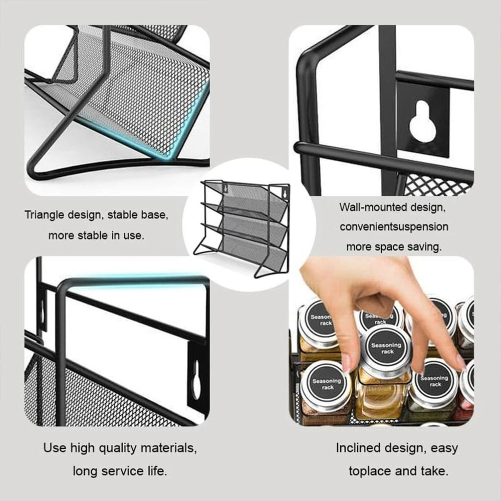 WallMounted And Countertop 4Tier HeavyDuty Spice Rack Organizer 5