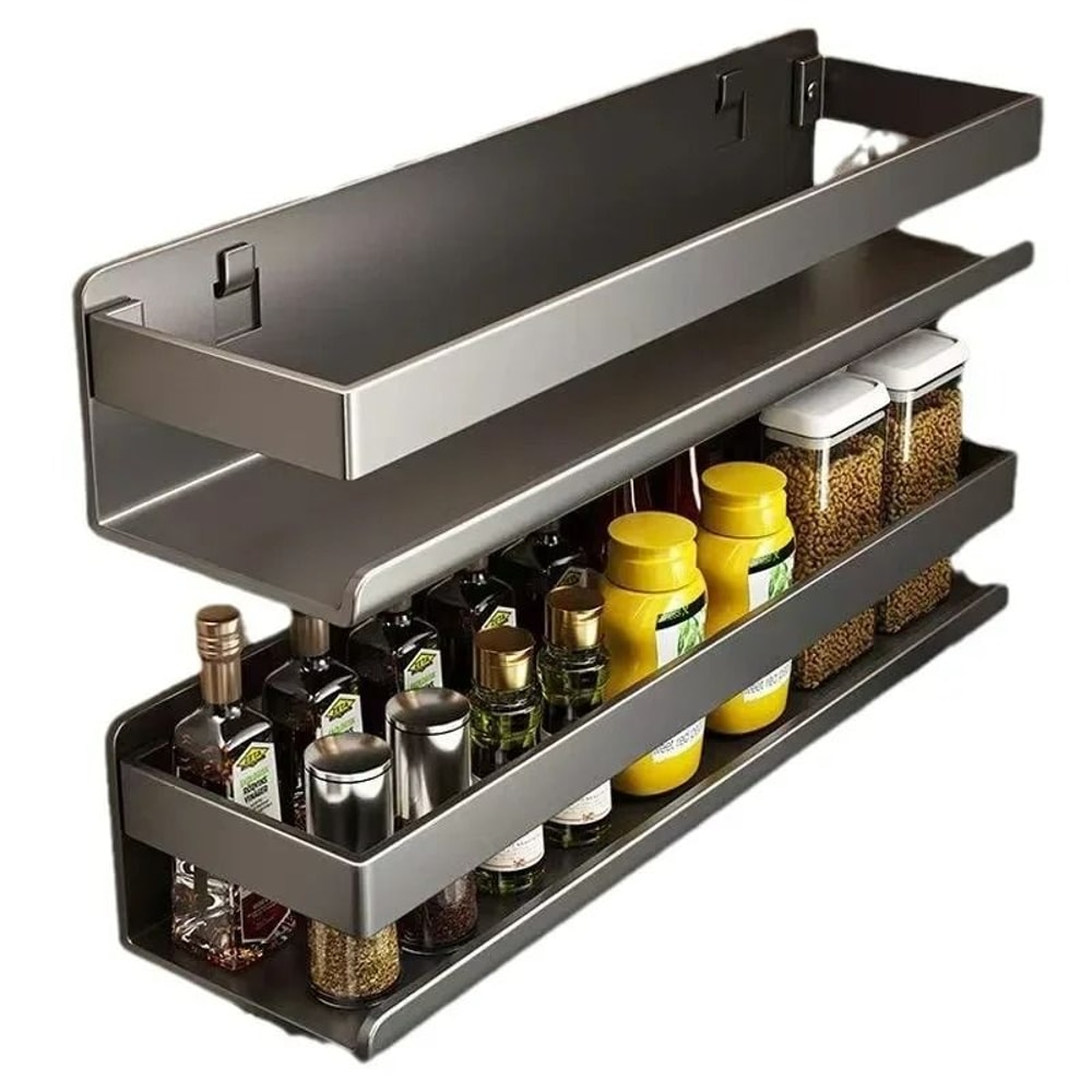 WallMounted Gun Gray Multifunctional Seasoning Rack 5