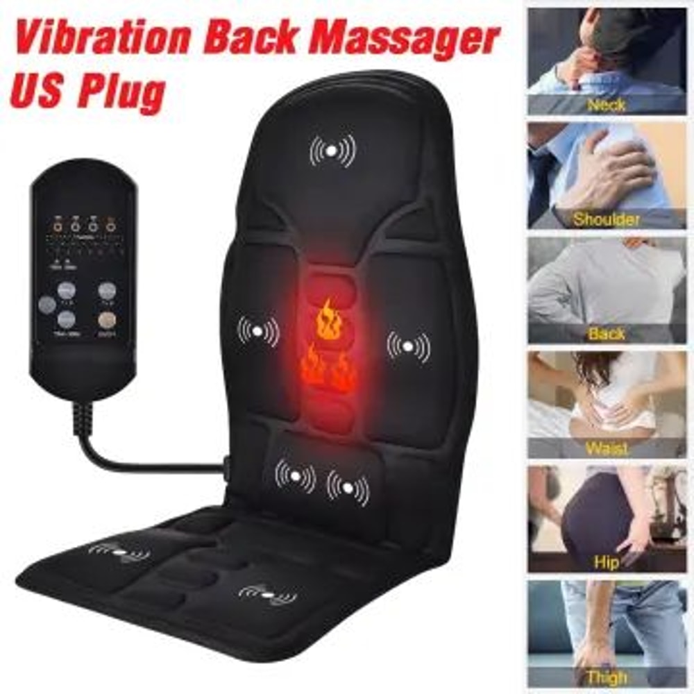 TotalRelief Electric Back Massager Chair Pad With Heat Full Body Vibrating Cushion For Home Office 2