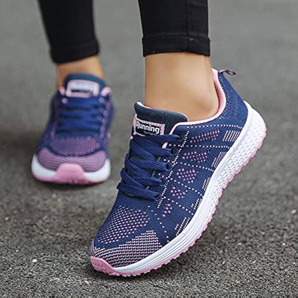 Womens Breathable Mesh Walking Sneakers  Lightweight Casual Flats For Gym Travel  Everyday Wear 4