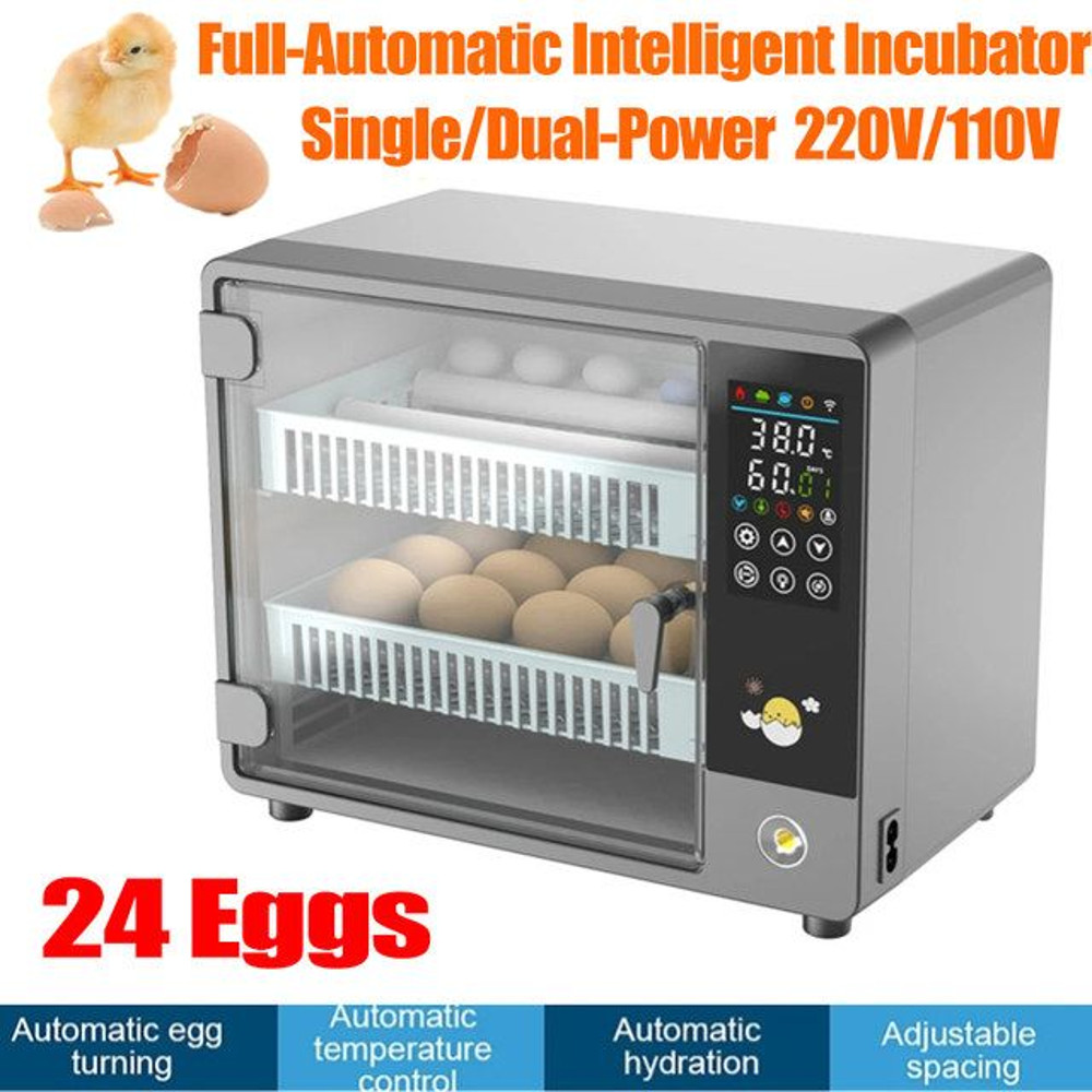 24Egg Automatic Incubator Fully Automatic Egg Turner Hatcher For Chicken Quail And Poultry Farmin