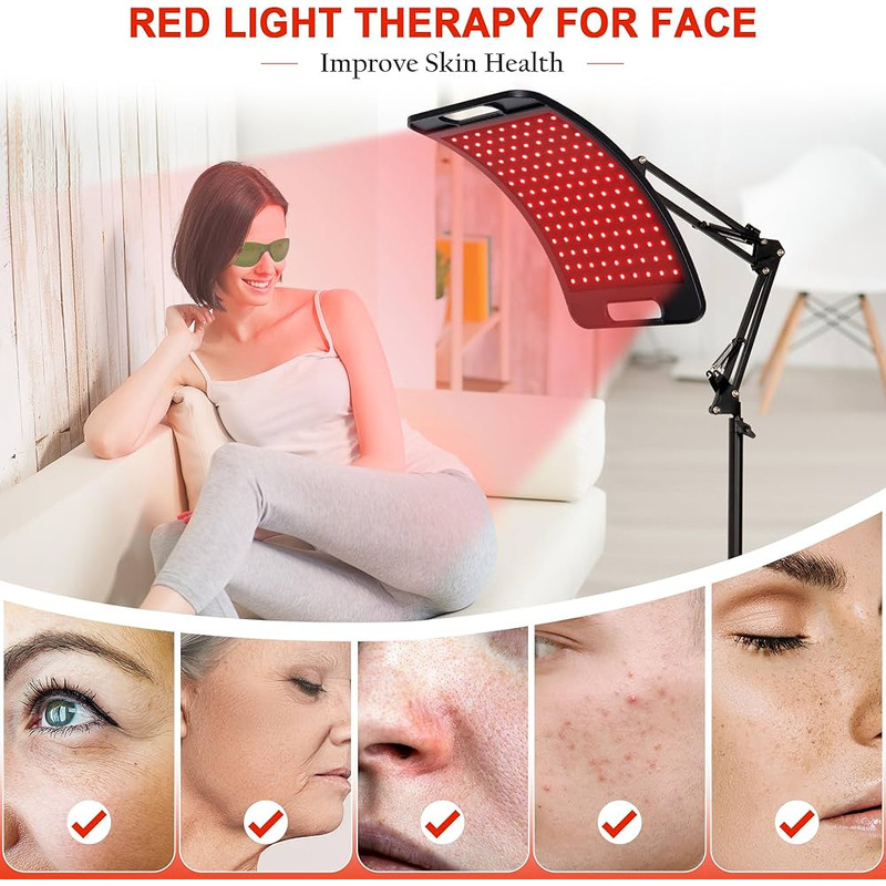 LumaGlow 660850nm Red Light Therapy Panel  Home Facial  Body Rejuvenation With Adjustable Stand And 4