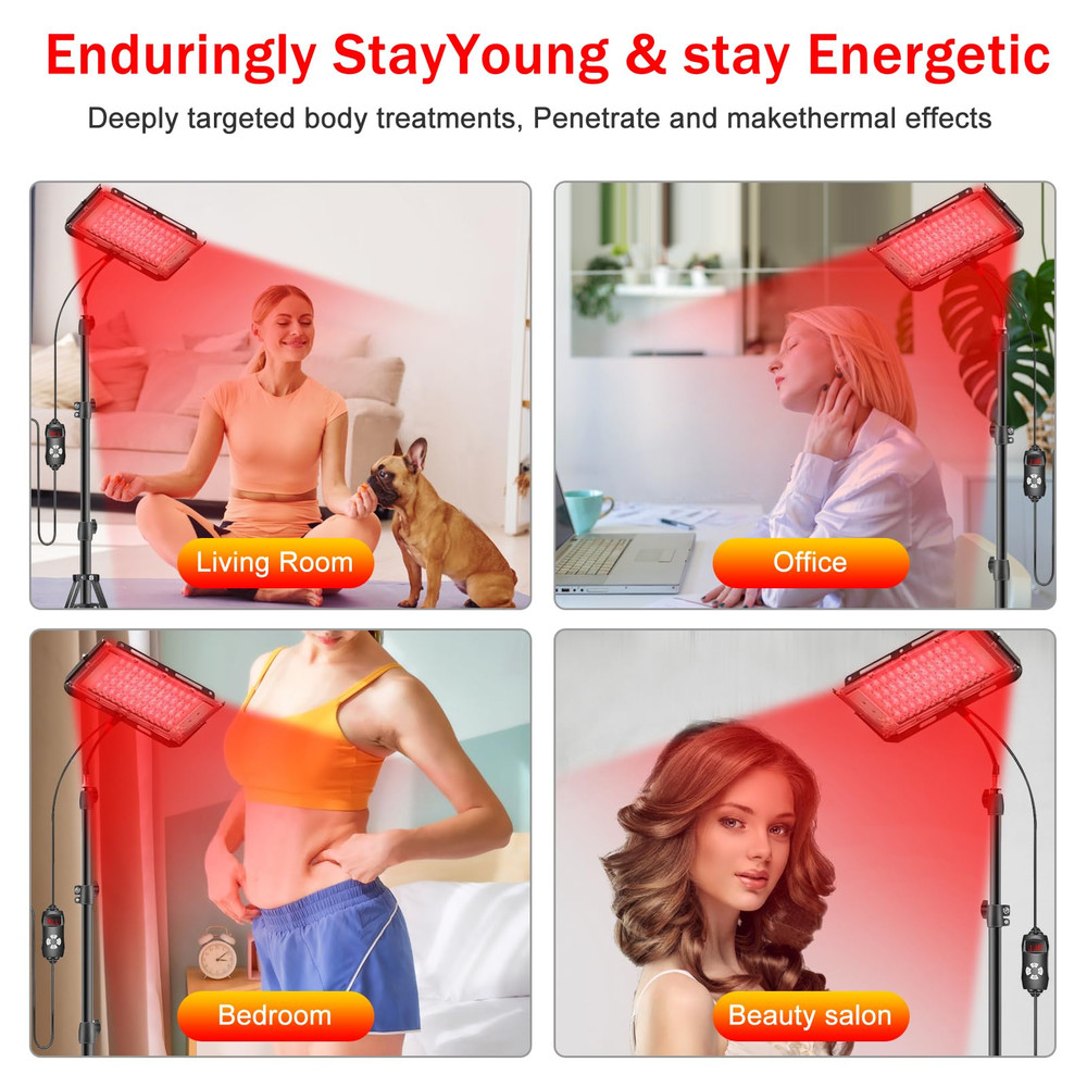 LumaGlow 660850nm Red Light Therapy Panel  Home Facial  Body Rejuvenation With Adjustable Stand And 2