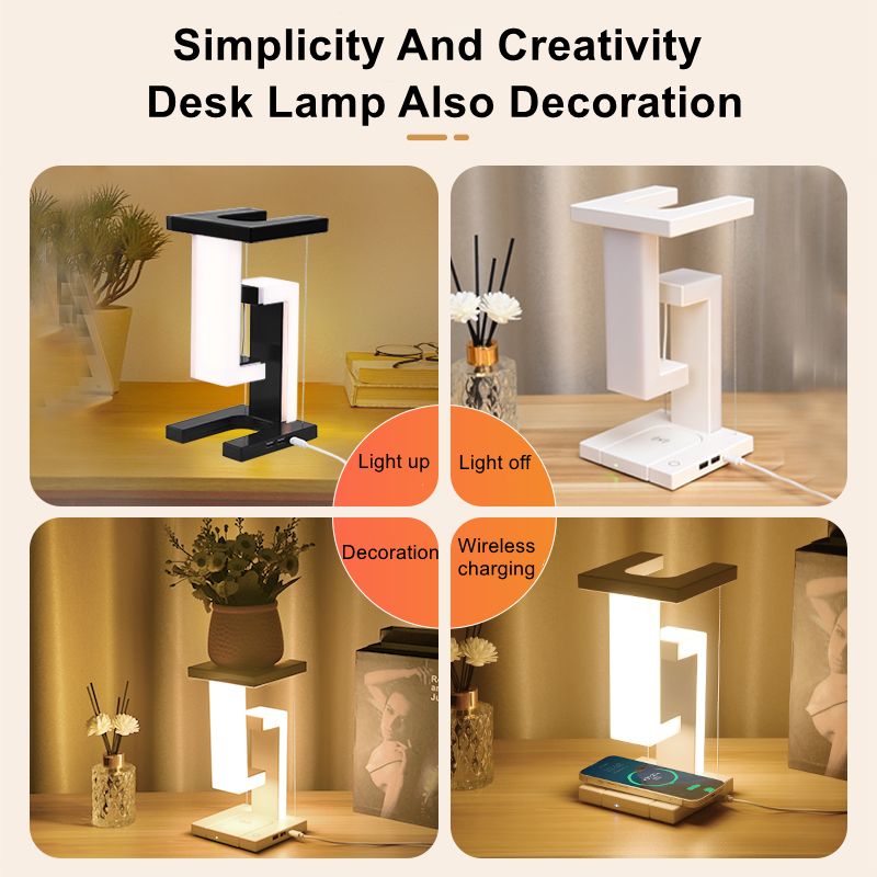 Levitating Desk Lamp With Wireless Charger  Modern Floating Light For Bedroom  Office 4