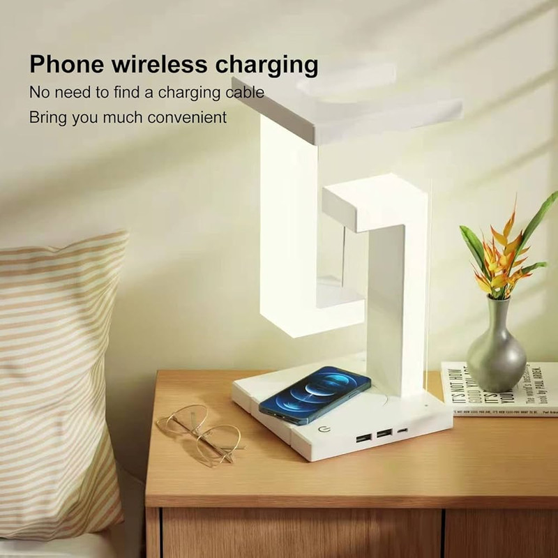 Levitating Desk Lamp With Wireless Charger  Modern Floating Light For Bedroom  Office 5