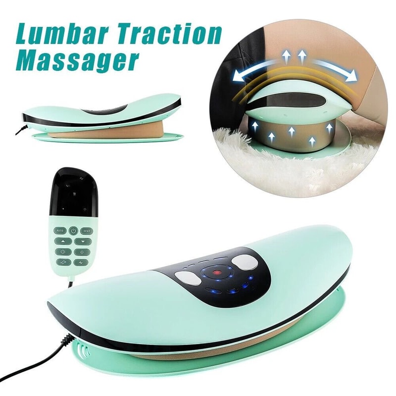 Electric Lumbar Traction Massager With Heat Adjustable Back Stretcher For Pain Relief 0