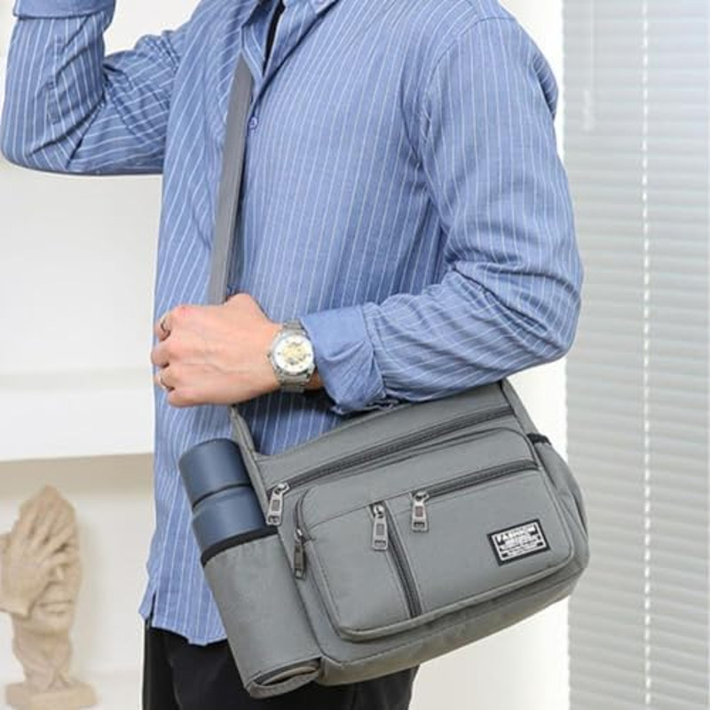 UrbanEdge Mens MultiPocket Crossbody Bag  Large Capacity Shoulder Satchel For Travel  Business 0