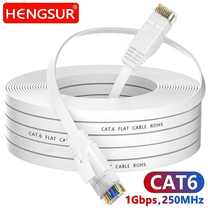 HENGSUR HighSpeed Flat Cat6 Ethernet Cable 5M To 30M RJ45 LAN Patch Cord For Router Modem And Gami 1
