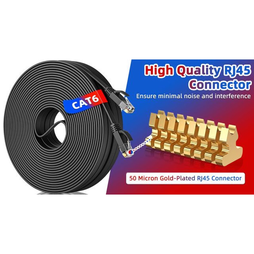 HENGSUR HighSpeed Flat Cat6 Ethernet Cable 5M To 30M RJ45 LAN Patch Cord For Router Modem And Gami 5