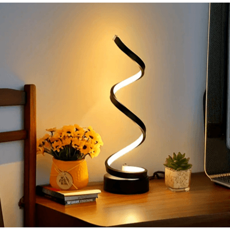 LunaGlow Spiral LED Table Lamp  Modern Dimmable Night Light For Bedroom  Living Room 2